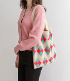 Square Knitted Tote Bag - HOLIHOLIC