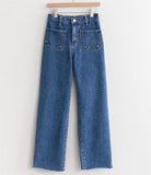 Square Pocketed Wide Leg Jeans - HOLIHOLIC