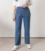 Square Pocketed Wide Leg Jeans - HOLIHOLIC