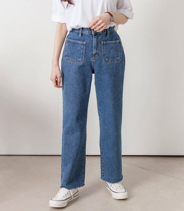 Square Pocketed Wide Leg Jeans - HOLIHOLIC