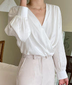 Stella V Neck Warp Blouse - HOLIHOLIC