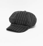 Stripe Baker Boy Hat - HOLIHOLIC