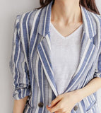 Stripe Linen Double Jacket - HOLIHOLIC