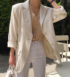 Summer Herringbone Linen Jacket - HOLIHOLIC