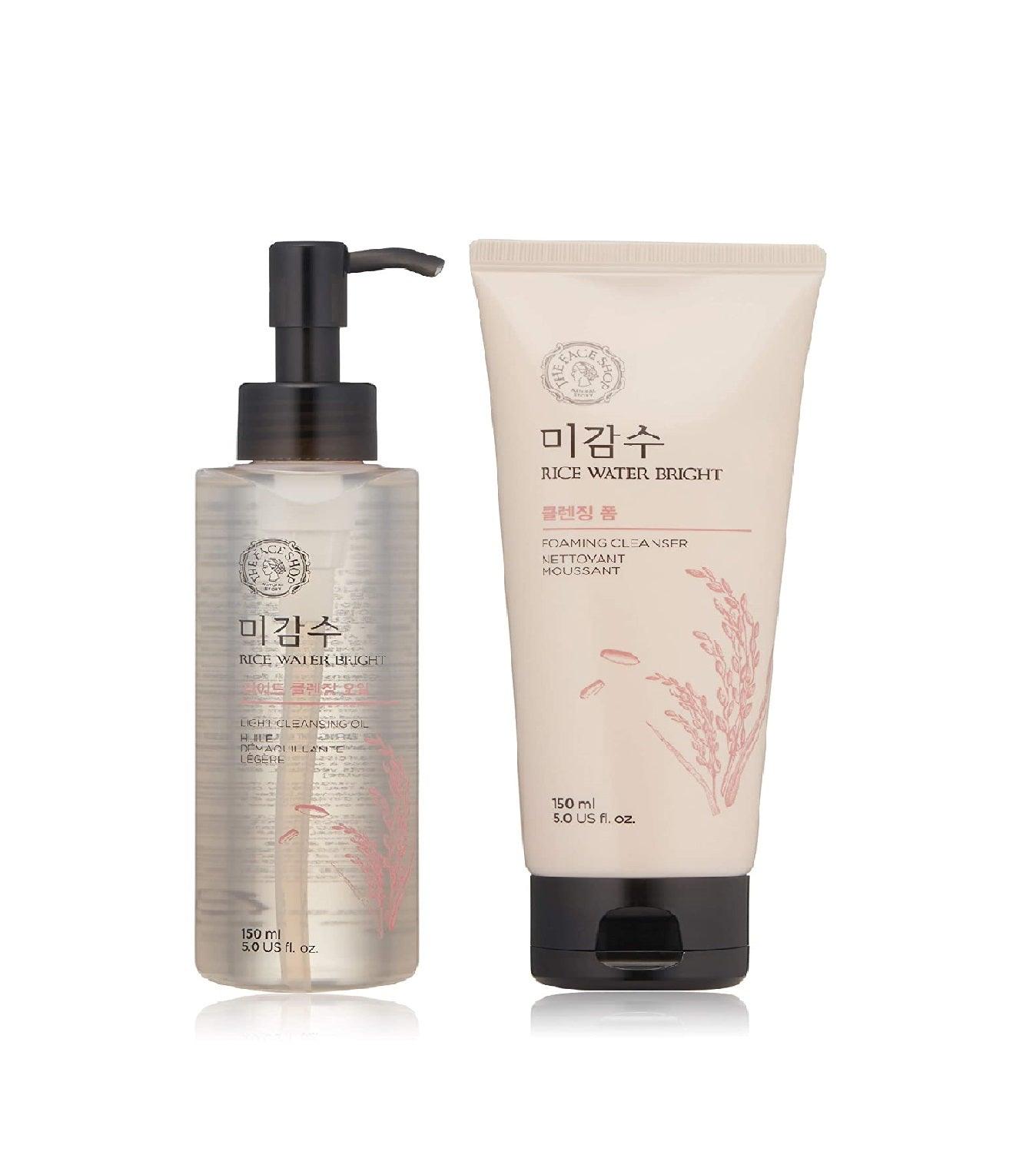 [The Face Shop] Rice Water Bright Bundle - Cleanser 150ml + Light Cleansing Oil 150ml - HOLIHOLIC
