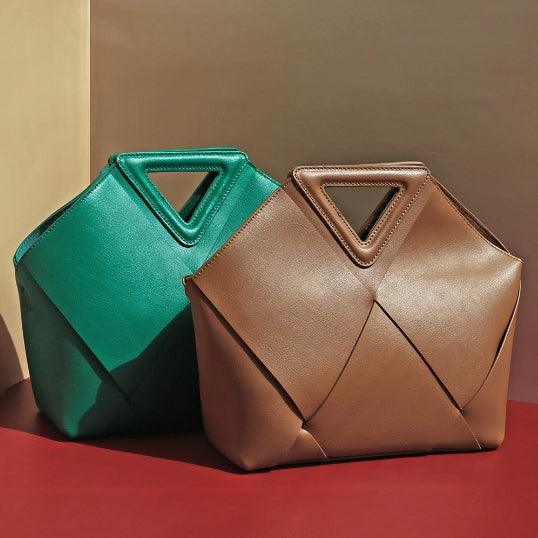 Triangle Handle Authentic Leather Bag - HOLIHOLIC