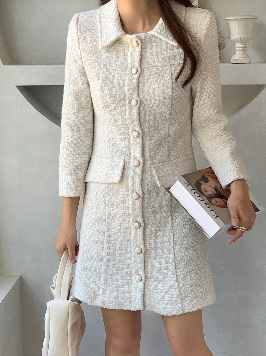 Tweed Button Down Mini Dress Secondary image
