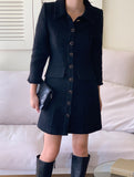 Tweed Button Down Mini Dress-Holiholic