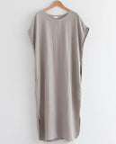 Unlined Side Split Linen Dress - HOLIHOLIC
