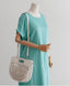 Unlined Side Split Linen Dress - HOLIHOLIC