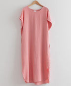 Unlined Side Split Linen Dress - HOLIHOLIC