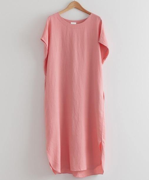 Unlined Side Split Linen Dress - HOLIHOLIC
