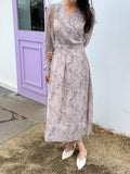 Violet Floral Wrap Dress - HOLIHOLIC