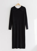 Wide Collar Ripped Knit Dress
