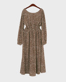 Wide Round Neck Leopard Dress - HOLIHOLIC