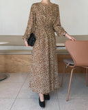 Wide Round Neck Leopard Dress - HOLIHOLIC