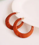Wood Round Hoop Earring - HOLIHOLIC