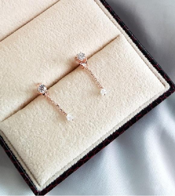 [92.5 Silver] Stone Back Drop Earring - HOLIHOLIC
