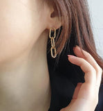 [92.5 Silver] Three Square Drop Earrings - HOLIHOLIC