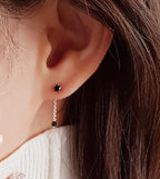 [92.5 Silver] Stone Back Drop Earring - HOLIHOLIC
