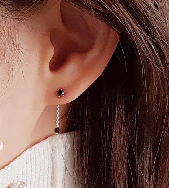 [92.5 Silver] Stone Back Drop Earring - HOLIHOLIC